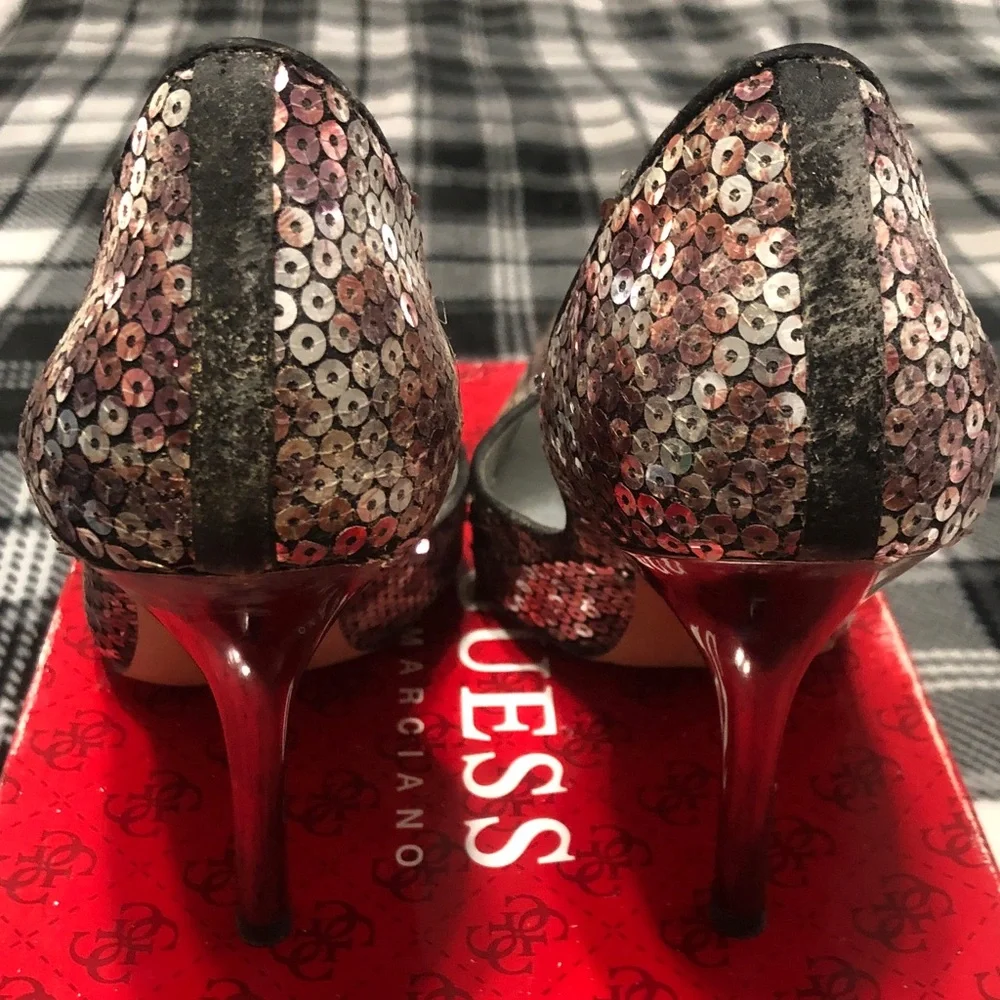 Guess Pink Sequin Pointed-Toe Pumps 7.5